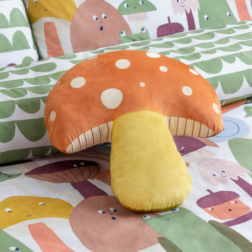 Woodland Orange Cushions - Mushroom Kids Novelty Ready Filled Cushion Orange little furn.