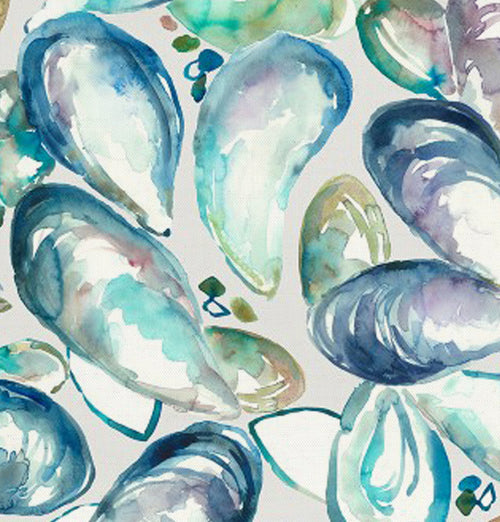 Voyage Maison Mussel Shells Printed Cotton Fabric in Marine