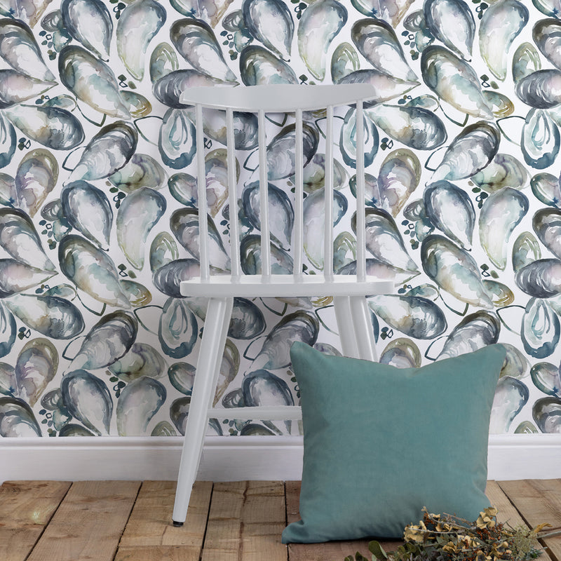 Voyage Maison Mussell Shells 1.4m Wide Width Wallpaper in Slate