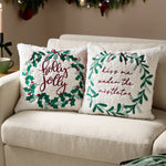  Multi Cushions - Mistletoe Wreath Embroidered Cushion Cover Multicolour Furn