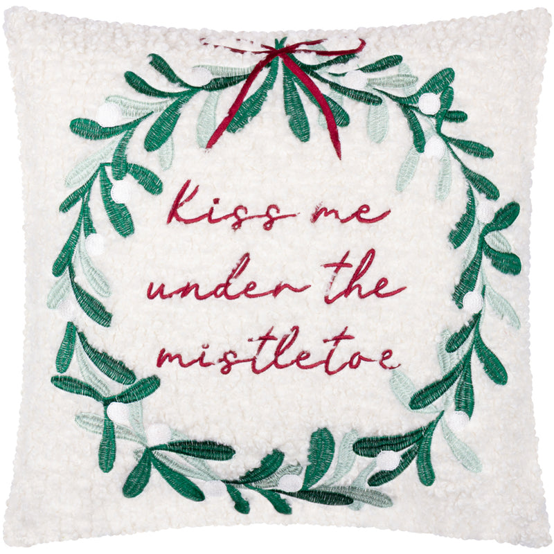 Multi Cushions - Mistletoe Wreath Embroidered Cushion Cover Multicolour Furn