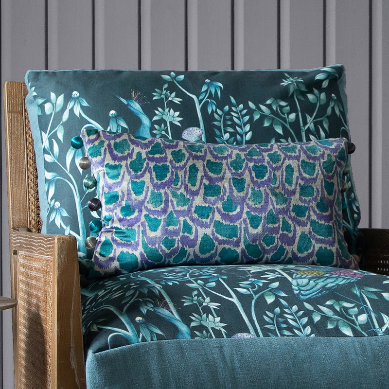 Abstract Green Cushions - Nada Printed Cushion Cover Emerald Voyage Maison