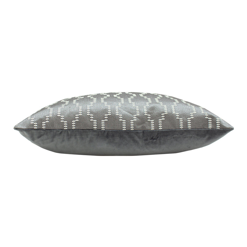 Ashley Wilde Nash Embroidered Cushion Cover in Fog/Dark Grey