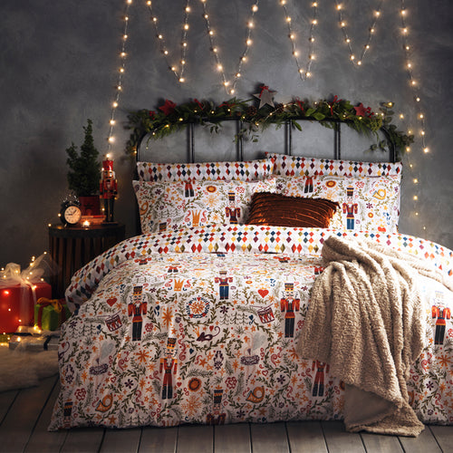 furn. Nutcracker Christmas Duvet Cover Set in White