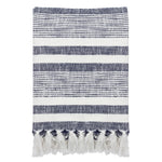 Striped White Throws - Neela Stripe Fringed Throw Natural/Navy Yard