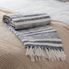 Striped White Throws - Neela Stripe Fringed Throw Natural/Navy Yard