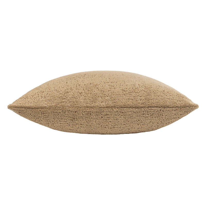 Plain Brown Cushions - Nellim Square Boucle Textured  Cushion Cover Biscuit Paoletti