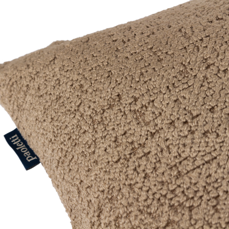Plain Brown Cushions - Nellim Square Boucle Textured  Cushion Cover Biscuit Paoletti