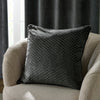 Geometric Black Cushions - Neptune Velvet Cushion Cover Charcoal Paoletti