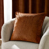 Geometric Orange Cushions - Neptune Velvet Cushion Cover Copper Paoletti