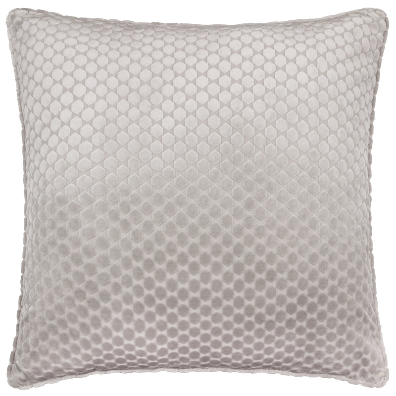 Geometric Grey Cushions - Neptune Velvet Cushion Cover Silver Paoletti