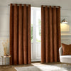 Geometric Orange Curtains - Neptune Velvet Room Darkening Eyelet Curtains Copper Paoletti