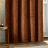 Geometric Orange Curtains - Neptune Velvet Room Darkening Eyelet Curtains Copper Paoletti