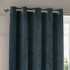 Geometric Blue Curtains - Neptune Velvet Room Darkening Eyelet Curtains Navy Paoletti
