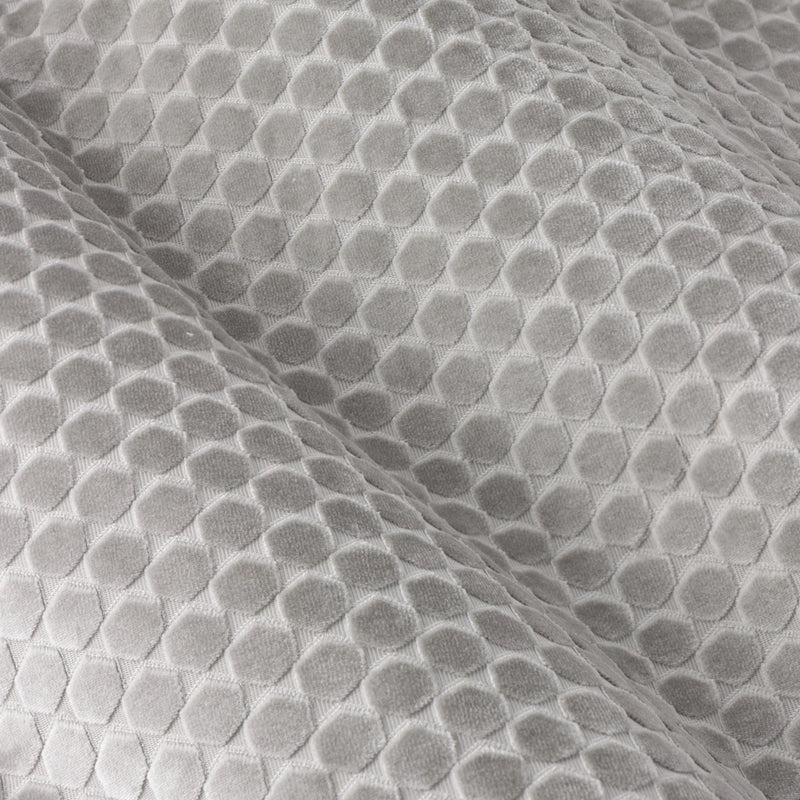 Geometric Grey Curtains - Neptune Velvet Room Darkening Eyelet Curtains Silver Paoletti