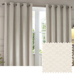 Geometric Cream Curtains - Neptune Velvet Room Darkening Eyelet Curtains Ivory Paoletti
