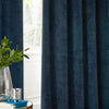 Geometric Blue Curtains - Neptune Velvet Room Darkening Eyelet Curtains Navy Paoletti