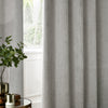 Geometric Grey Curtains - Neptune Velvet Room Darkening Eyelet Curtains Silver Paoletti
