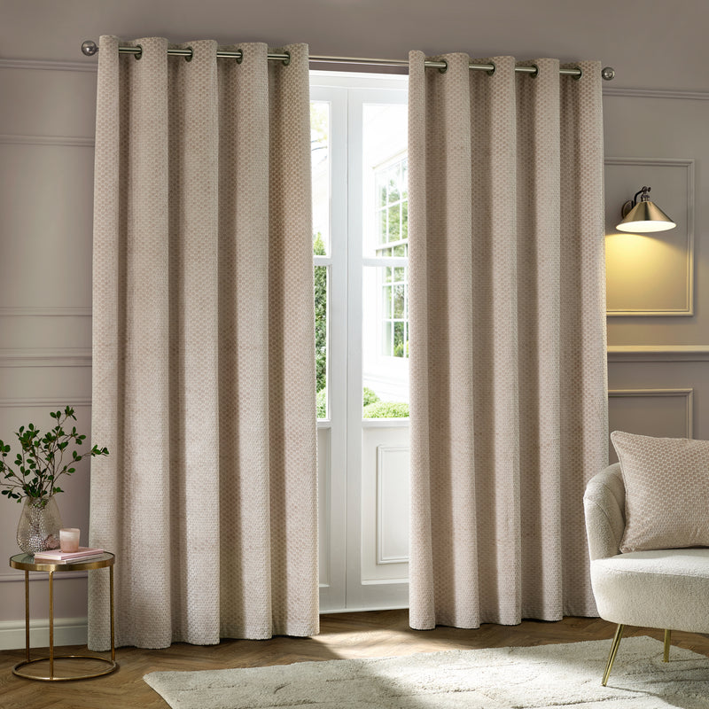  Curtains - Neptune  Eyelet Curtains Champagne Paoletti