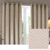 Geometric Cream Curtains - Neptune Fully Lined Velvet Eyelet Curtains Champagne Paoletti
