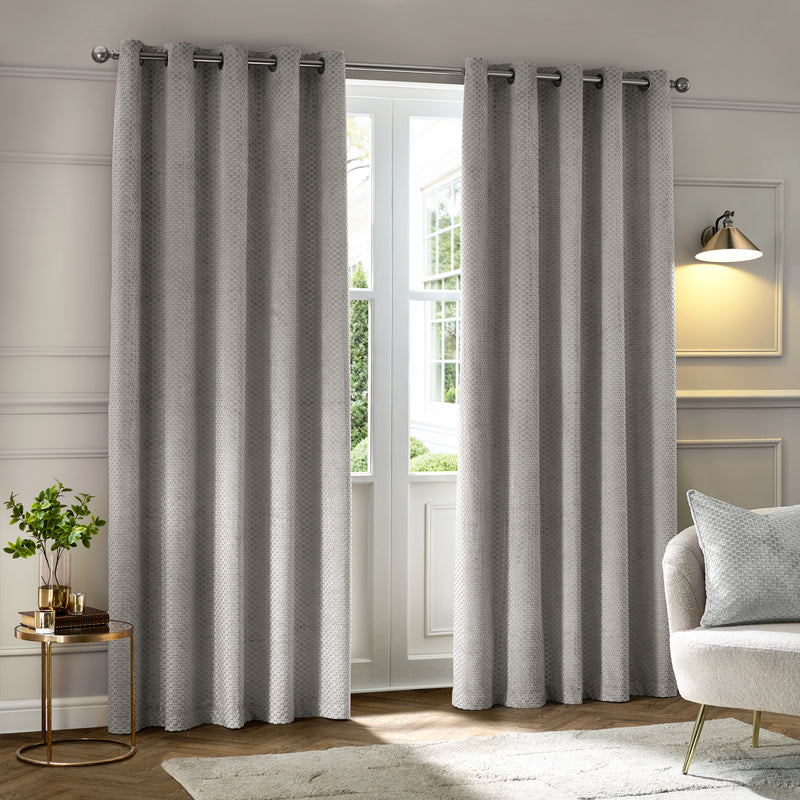  Curtains - Neptune  Eyelet Curtains Silver Paoletti