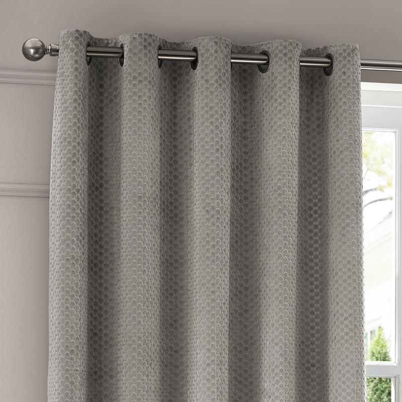  Curtains - Neptune  Eyelet Curtains Silver Paoletti