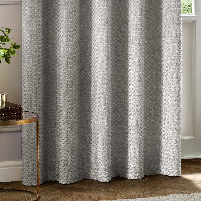  Curtains - Neptune  Eyelet Curtains Silver Paoletti