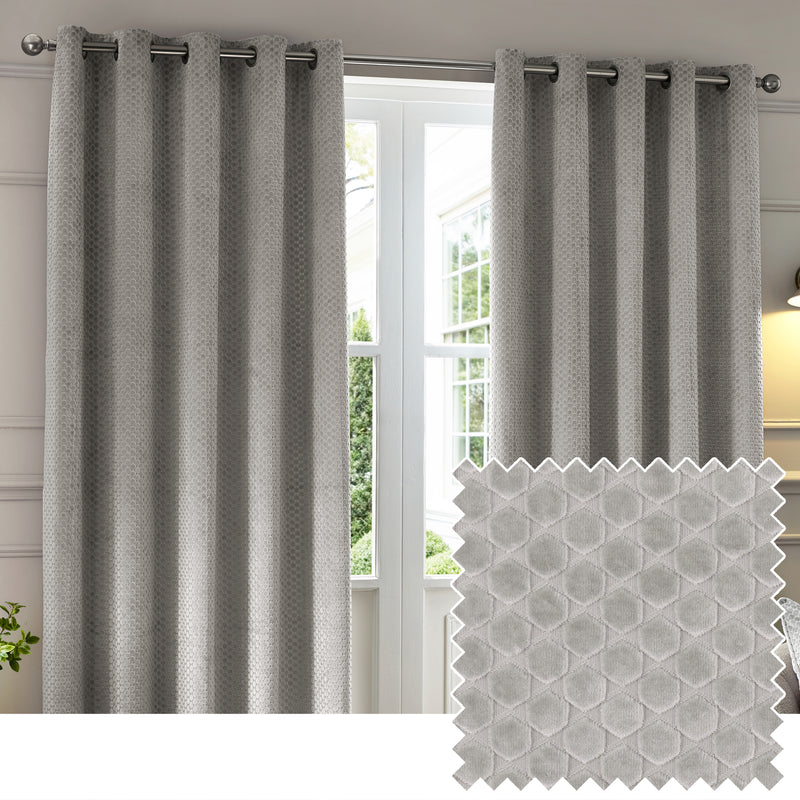  Curtains - Neptune  Eyelet Curtains Silver Paoletti