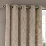 Geometric Cream Curtains - Neptune Velvet Room Darkening Eyelet Curtains Champagne Paoletti