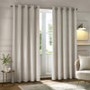 Geometric Cream Curtains - Neptune Velvet Room Darkening Eyelet Curtains Ivory Paoletti
