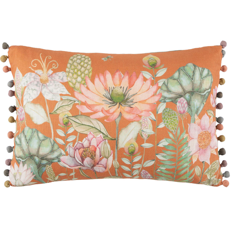 Floral Orange Cushions - Nesidora Printed Cushion Cover Rust Voyage Maison