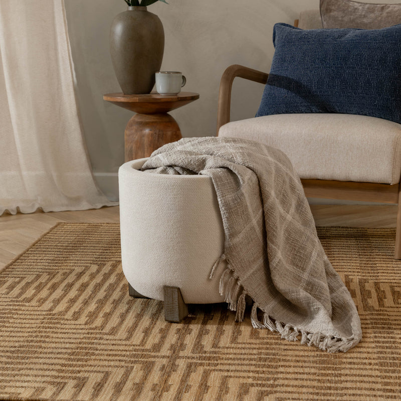 Plain Cream Furniture - Neven Storage Footstool Ecru Yard