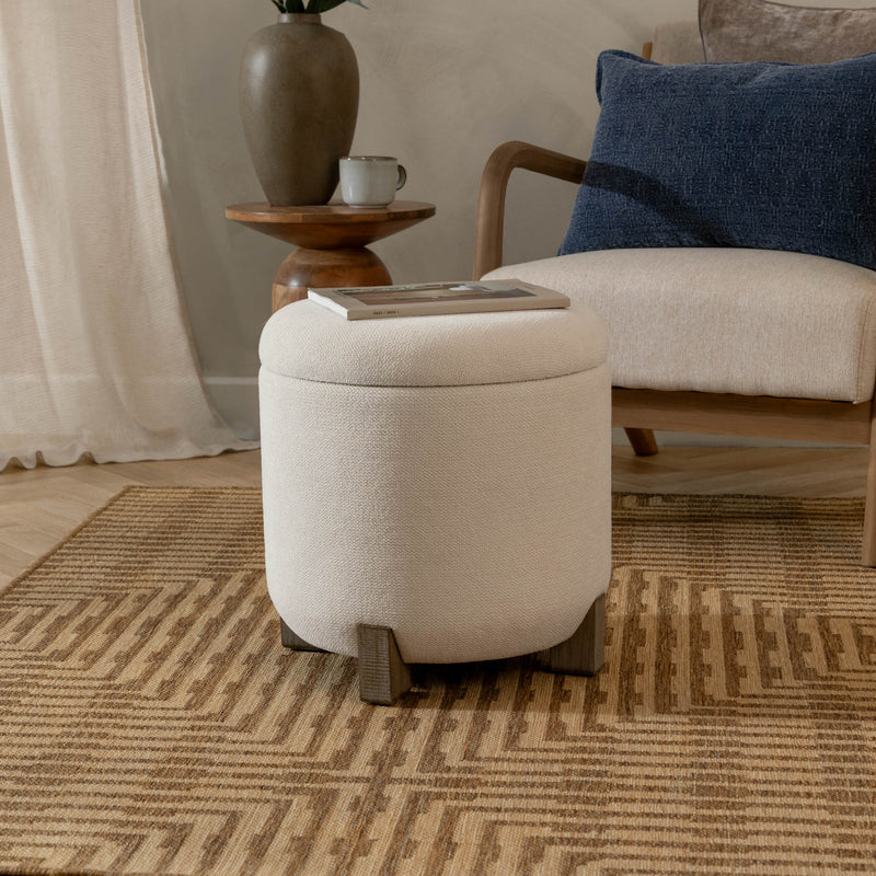 Plain Cream Furniture - Neven Storage Footstool Ecru Yard