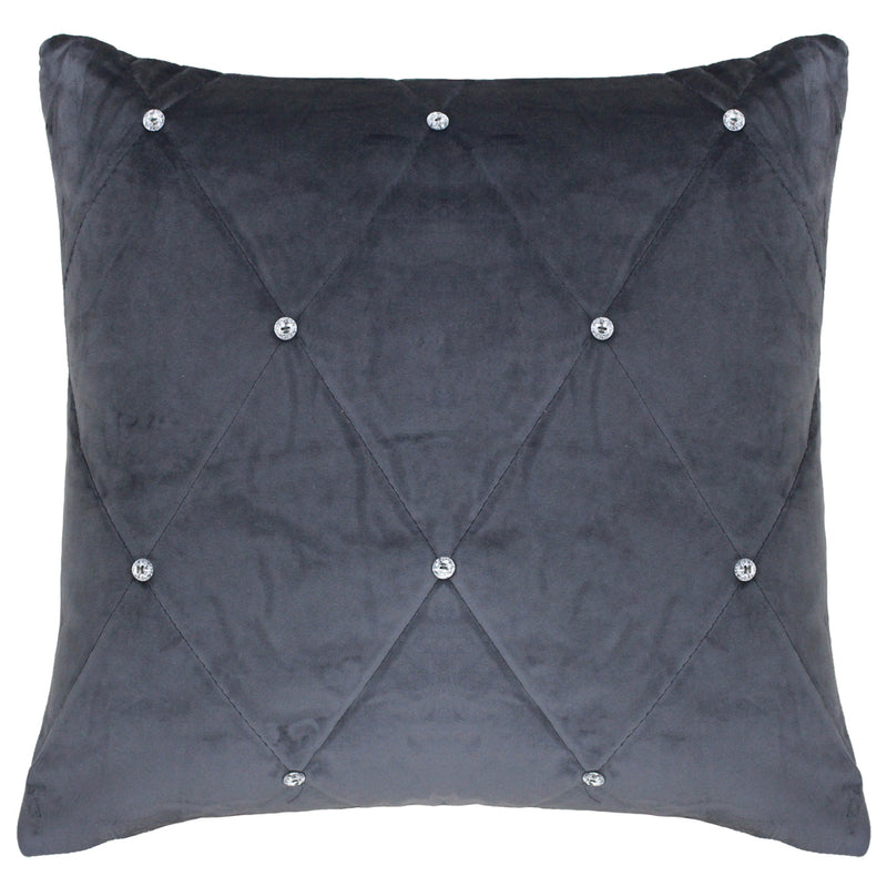 Paoletti New Diamante Embellished Cushion Cover in Pewter