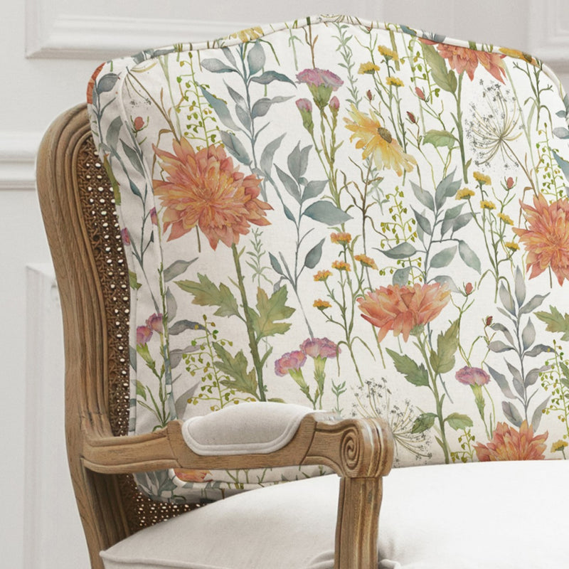 Floral Beige Furniture - Delamere Florence Chair Cover Linen Voyage Maison