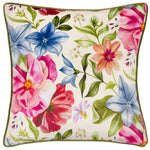 Floral Beige Cushions - Nectar Garden Petunia Floral Piped Cushion Cover Cream Wylder