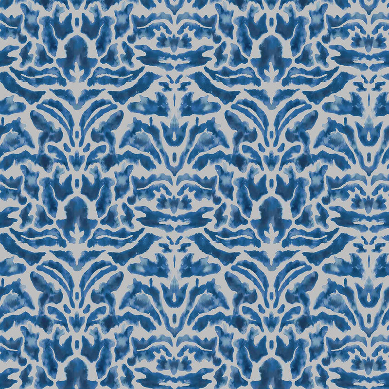 Voyage Maison Nikko Printed Velvet Fabric in Cobalt