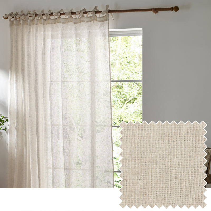 Plain Cream Curtains - Nimbus Sheer Tie Top Curtain Panel Natural Yard