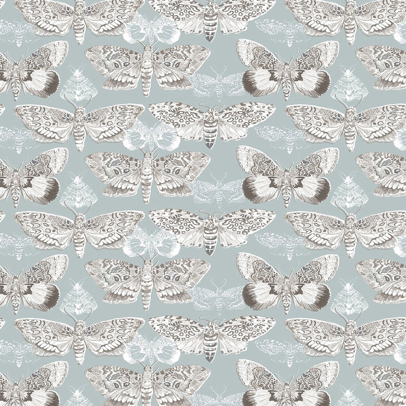 Voyage Maison Nocturnal Printed Cotton Fabric in Duck Egg Blue