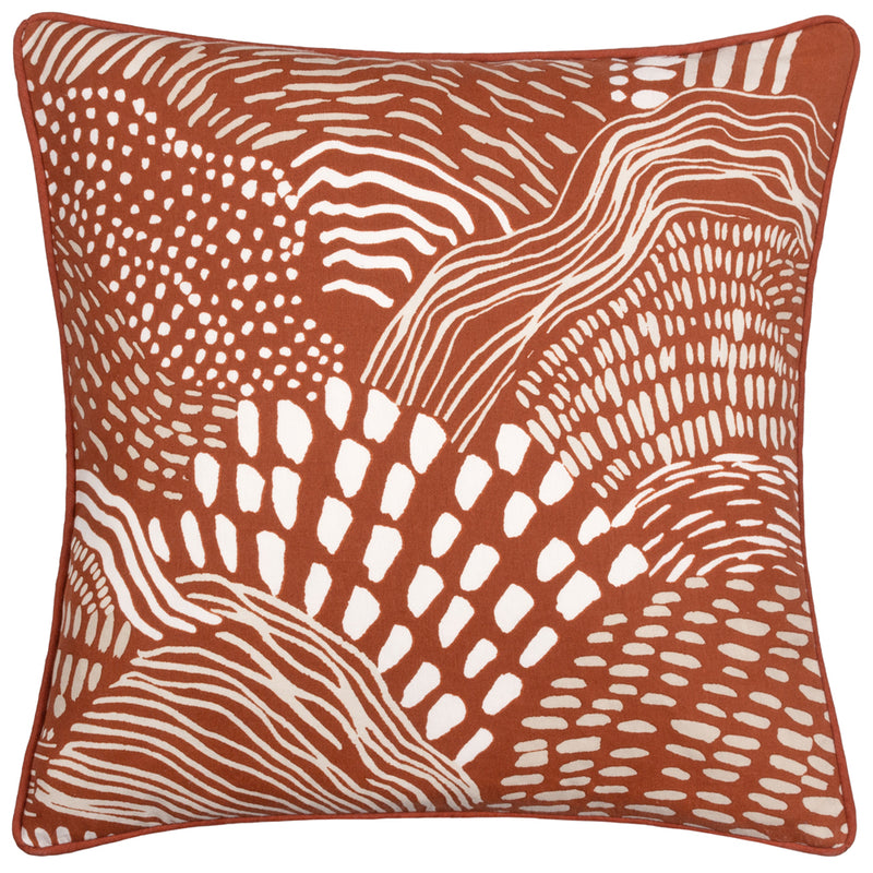 HÖEM Nola Abstract Piped Polyester Filled Cushion in Chestnut