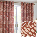 HÖEM Nola Abstract Eyelet Curtains in Chestnut