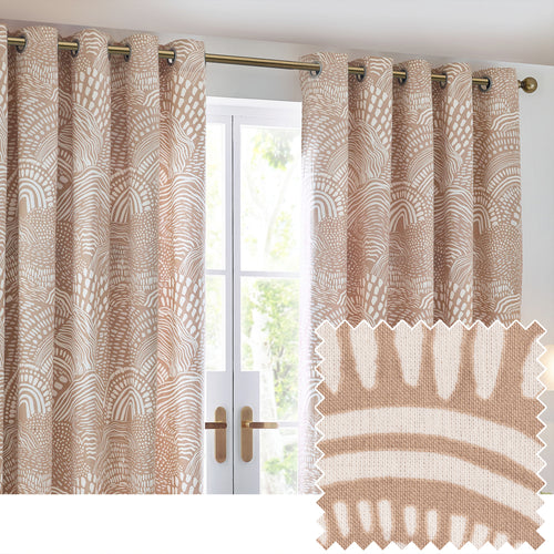 HÖEM Nola Abstract Eyelet Curtains in Oat