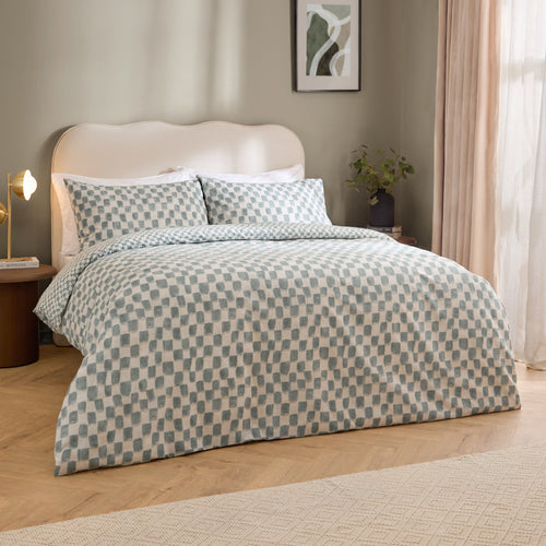 Check Blue Bedding - Nyhavn Checkerboard Reversible Duvet Cover Set Aqua Hoem