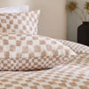 Check Beige Bedding - Nyhavn Checkerboard Reversible Duvet Cover Set Tobacco Hoem