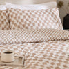 Check Beige Bedding - Nyhavn Checkerboard Reversible Duvet Cover Set Tobacco Hoem