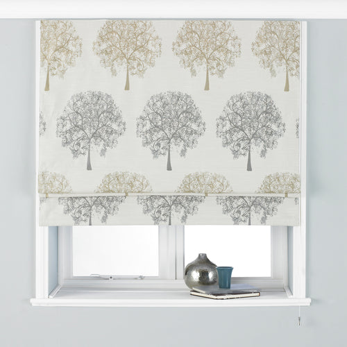 Paoletti Oakdale Tree Motif Roman Blind in Silver