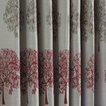 Paoletti Oakdale Tree Motif Eyelet Curtains in Red