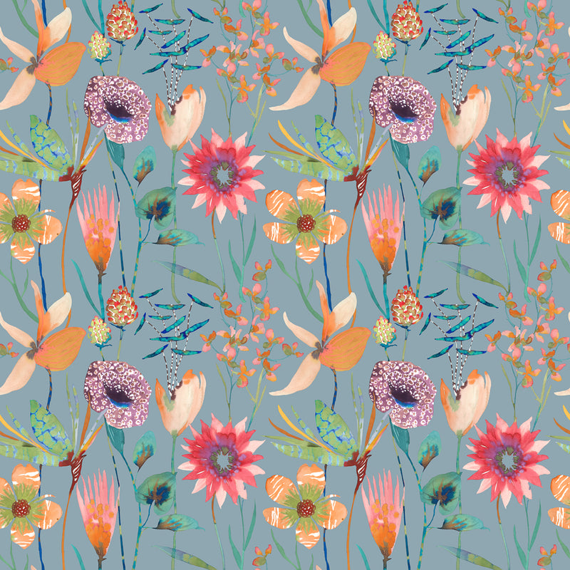 Voyage Maison Oceania Printed Cotton Fabric in Robins Egg