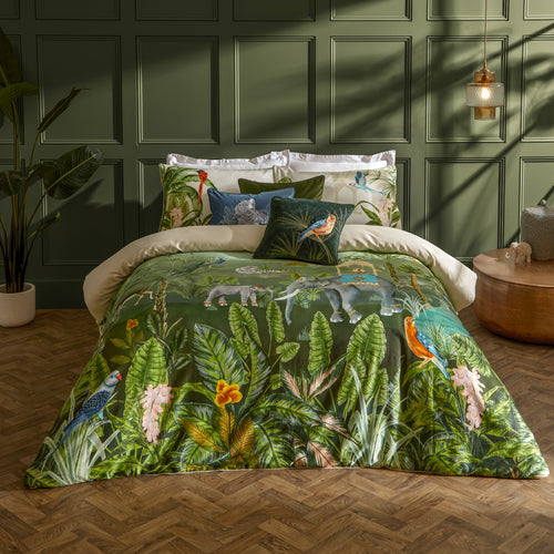 Animal Green Bedding - Odisha Exotic Duvet Cover Set Jungle Paoletti