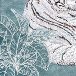 Animal Blue Cushions - Odisha White Tiger Embroidered Cushion Cover Blue Paoletti